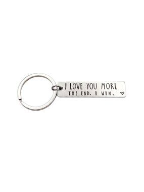 3/$20 NIP | Silver Bar "I Love You More" Engraved Quote Keychain Sweet Gift